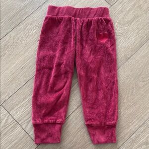 Tiny whales velour jogger pants size 4 heart patch